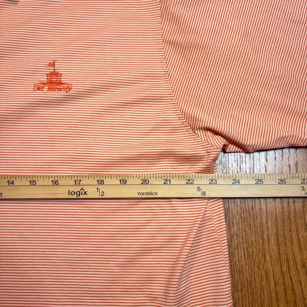 Fairway & Greene Old Waverly Polo Mens L Orange Striped Mercerized Cotton Golf - Picture 5 of 7